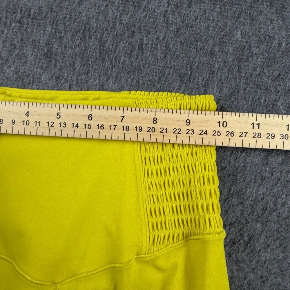 OFFLINE by Aerie Leggings Women's Small Yellow Real Me High Waist Smocked 7/8
